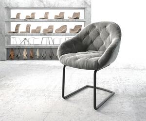 DELIFE Jídelní židle Gaio-Flex šedý samet konzolová podnož kulatá černá
