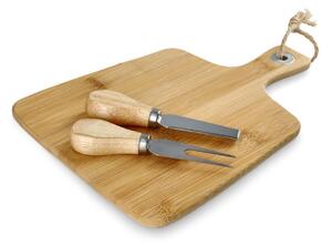Set BAMBOU na krájení a servírování sýrů - bambusové prkénko 26x19 cm, 2x nože 12 cm Homla