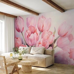 Fototapety Jemné růžové tulipány, Fototapety květiny, w08100 : uwalls.cz