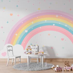 Fototapety Barevná duha s hvězdami a srdce ve skandinávském stylu, Fototapety dětské, Fototapety Dětské Duha, w08109 : uwalls.cz