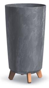 PROSPERPLAST Květináč - GRACIA TUBUS SLIM Beton Effect Průměr: 23,9 cm, Barva: krémová
