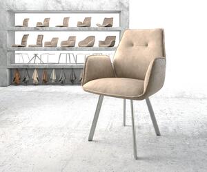 DELIFE Jídelní židle Zoa-Flex béžová vintage oválná podnož nerezové oceli