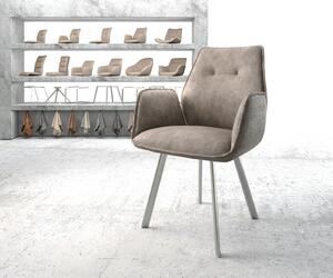 DELIFE Jídelní židle Zoa-Flex taupe vintage oválná podnož z nerezové oceli