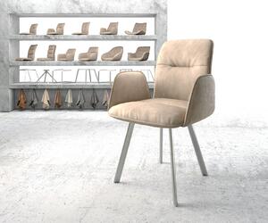 DELIFE Jídelní židle Vinja-Flex béžová vintage oválná podnož nerezové oceli