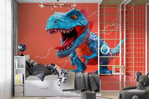 Fototapeta Modrý dinosaurus s blesky, které z něj vycházejí, Fototapety s dinosaury, Populární fototapety, w01333 - Tapeko.co.cz