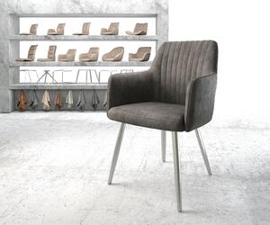 DELIFE Jídelní židle Greg-Flex antracitová vintage zaoblená podnož z nerezové oceli