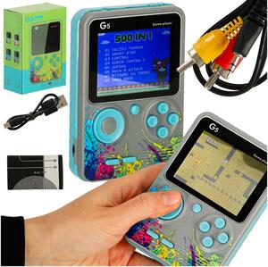 Retro mini přenosná herní konzole – 500 her (Šedá) - 374 - 493