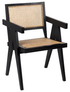 Dřevěná židle s ratanovým výpletem světlé dřevo/ černá WESTBROOK