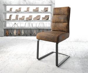 DELIFE Jídelní židle Pela-Flex hnědá vintage konzolová podnož plochá černá
