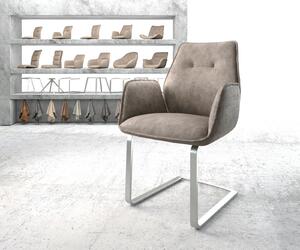 DELIFE Jídelní židle Zoa-Flex taupe vintage konzolová podnož plochá z nerezové oceli