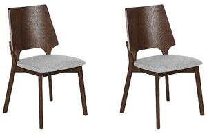 Sada 2 jídelních židlí tmavé dřevo/šedé ABEE