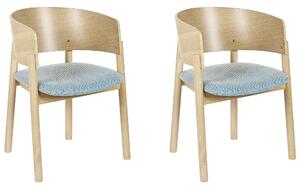 Sada 2 jídelních židlí světlé dřevo/modré MARIKANA