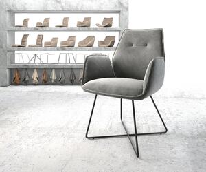 DELIFE Jídelní židle Zoa-Flex šedý samet podnož ve tvaru 