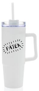 PÁTEK - bílý cestovní hrnek s průhledným víčkem 900 ml