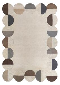 Šedobéžový ručně tkaný vlněný koberec 160x230 cm Mia Scallop Frame – Flair Rugs