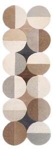 Šedobéžový ručně tkaný vlněný běhoun 80x230 cm Mia Ellipse – Flair Rugs