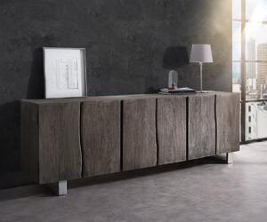DELIFE Komoda Live-Edge 220 cm akácie platinová masivní 6 dvířek