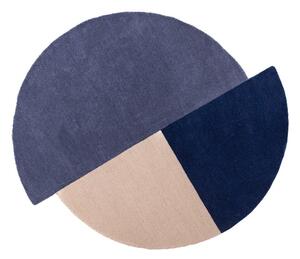 Modrý ručně tkaný vlněný kulatý koberec ø 150 cm Mia Segment – Flair Rugs