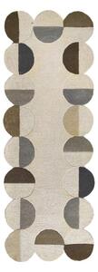 Šedobéžový ručně tkaný vlněný běhoun 80x230 cm Mia Scallop Frame – Flair Rugs