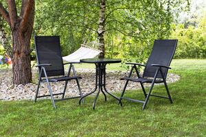 Zahradní stolek se skleněnou deskou MultiGarden SC-072 80 cm černý