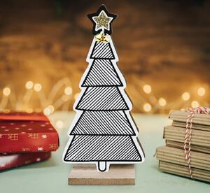 Tutumi, ozdoba vánoční stromeček 11x21 cm KL-21X14, bílá-černá, CHR-00674