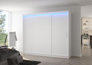 ADRK Šatní skříň posuvná s LED osvětlením ANTOS W 250 L, bílá