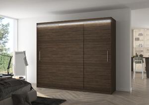 ADRK Šatní skříň posuvná s LED osvětlením ANTOS CH 250 L, choco