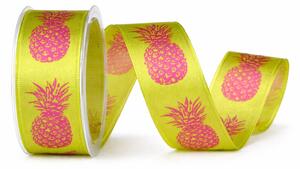 Stuha saténová zelená PINEAPPLE POP Lime 25mm x 2,5m (8,-Kč/m)