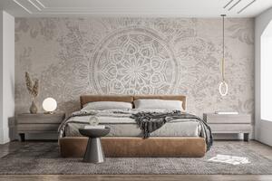 Fototapeta Bílá a šedá mandala, Designové fototapety na zeď, Populární fototapety, w08246 - Tapeko.co.cz