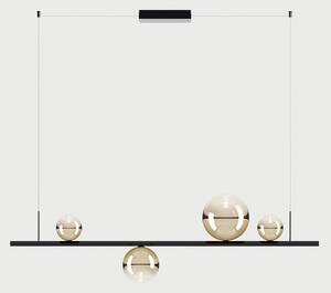 Lodes Závěsné lineární LED svítidlo RANDOM STICK, Medium, d.120cm Teplota světla: 2700, Barva stínidla: Zlatá, Barva baldachýnu: Černá