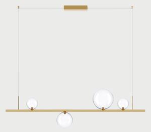 Lodes Závěsné lineární LED svítidlo RANDOM STICK, Medium, d.120cm Teplota světla: 2700, Barva stínidla: Transparentní, Barva baldachýnu: Zlatá