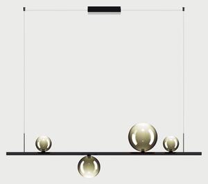 Lodes Závěsné lineární LED svítidlo RANDOM STICK, Medium, d.120cm Teplota světla: 2700, Barva stínidla: Zlatá šalvěj, Barva baldachýnu: Černá