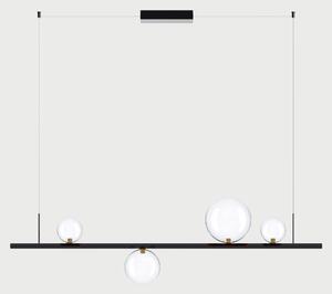 Lodes Závěsné lineární LED svítidlo RANDOM STICK, Medium, d.120cm Teplota světla: 2700, Barva stínidla: Transparentní, Barva baldachýnu: Černá