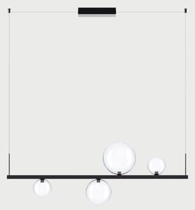Lodes Závěsné lineární LED svítidlo RANDOM STICK, Short, d.100cm Teplota světla: 2700, Barva stínidla: Transparentní, Barva baldachýnu: Černá
