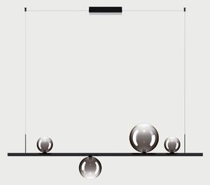 Lodes Závěsné lineární LED svítidlo RANDOM STICK, Medium, d.120cm Teplota světla: 2700, Barva stínidla: Kouřová, Barva baldachýnu: Černá