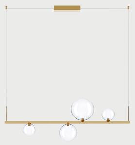 Lodes Závěsné lineární LED svítidlo RANDOM STICK, Short, d.100cm Teplota světla: 2700, Barva stínidla: Transparentní, Barva baldachýnu: Zlatá