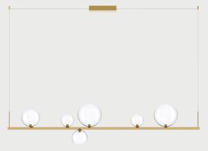 Lodes Závěsné lineární LED svítidlo RANDOM STICK, Long, d.150cm Teplota světla: 2700, Barva stínidla: Transparentní, Barva baldachýnu: Zlatá