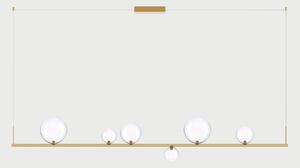 Lodes Závěsné lineární LED svítidlo RANDOM STICK, XL, d.180cm Teplota světla: 2700, Barva stínidla: Transparentní, Barva baldachýnu: Zlatá