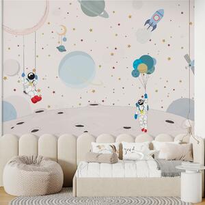 Fototapety Vesmírný design s astronauty, planetami, raketami a hvězdami, Fototapety space, w01489 : uwalls.cz