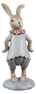 Velikonoční figurka malý zajíc s růžovým límcem v šedém Corneel – 19 cm