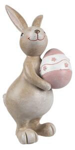 Velikonoční figurka hnědý zajíček se chlubí růžovým vajíčkem Vrollenberg – 15 cm