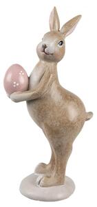 Velikonoční figurka hnědý zajíček se chlubí růžovým vajíčkem Vrollenberg – 18 cm