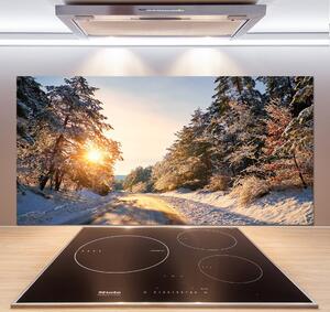 Panel do kuchyně Cesta v lese zima pksh-77332313