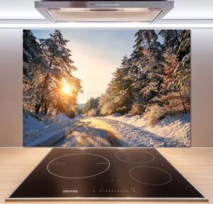 Panel do kuchyně Cesta v lese zima pksh-77332313
