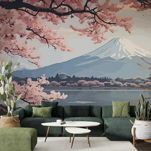 Fototapety Sakura, hory, akvarel, Fototapety příroda, w01664 : uwalls.cz