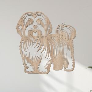 Dřevěný obraz Havanský psík (Havanese) | Rozměry (cm): 38x40 | Zvolte barvu dekoru: Dub Sonoma