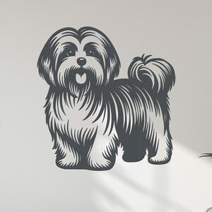Dřevěný obraz Havanský psík (Havanese) Zvolte rozměr (cm): 38x40 | Zvolte barvu dekoru: Antracitová