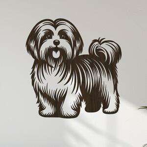 Dřevěný obraz Havanský psík (Havanese) | Rozměry (cm): 38x40 | Zvolte barvu dekoru: Wenge