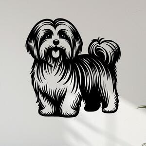 Dřevo života | Dřevěný obraz Havanský psík (Havanese) | Rozměry (cm): 38x40 | Zvolte barvu dekoru: Černá
