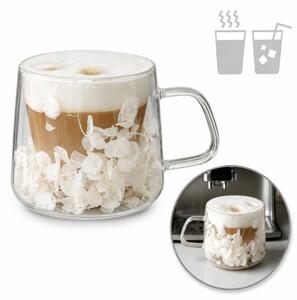 JAKS Dvoustěnná termo sklenice s bílými květy 180 ml Whitt